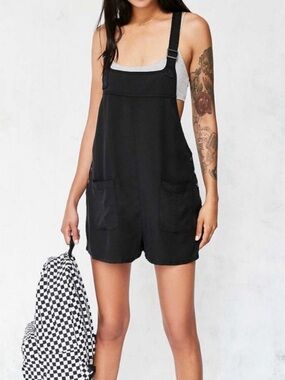 BDG Black Short Overall Romper
